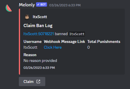 claim log message